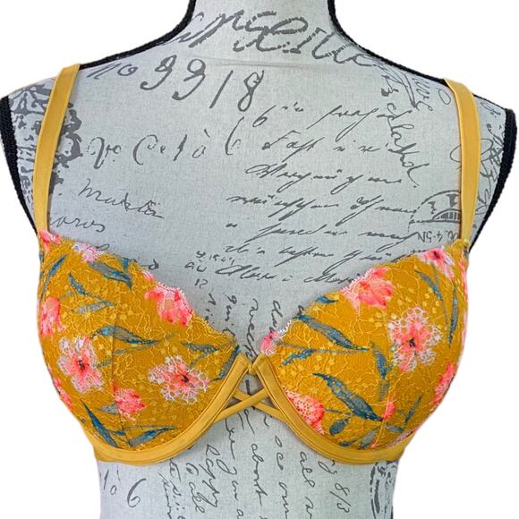 Victoria's Secret Pink Date Push Up Floral Size 34DD - Picture 1 of 4